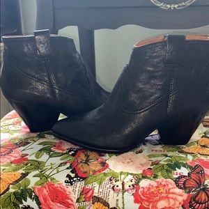 Frye Black Reina Leather Booties